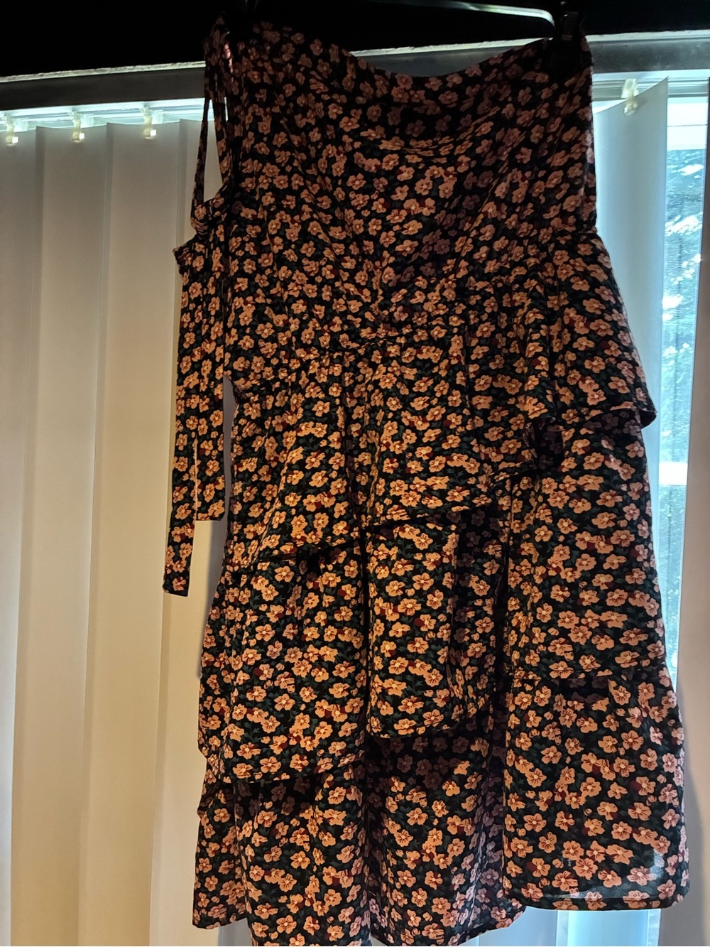 PrettyGarden Floral Midi Dress in Black&Pink/one shoulder/ pretty & Flirty